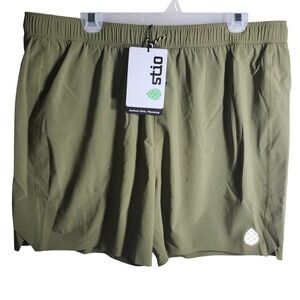 Stio Mens XXL 6 Inch Inseam Olive Green Athletic Shorts NWT 2461